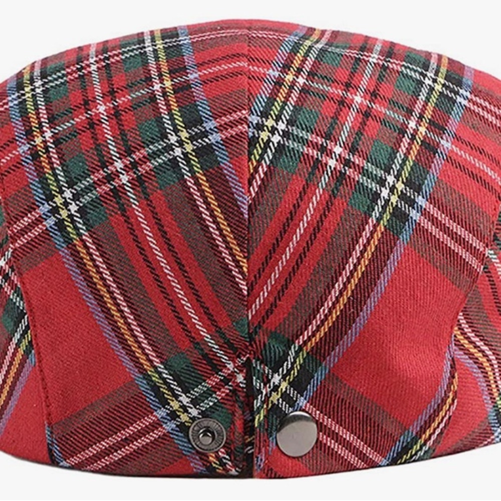 Red plaid unisex adjustable hat
